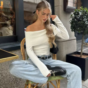 Aurelia Fold-Over Off-Shoulder Knit