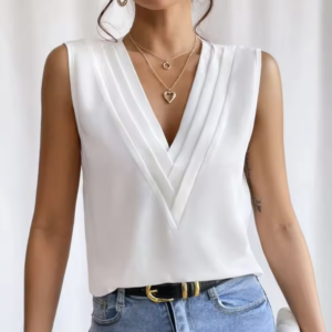 Seraphina Pleated V-Neck Shell