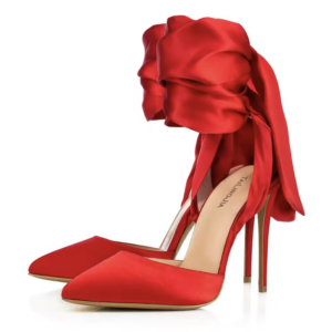 Seraphine Crimson Satin Bow Heels