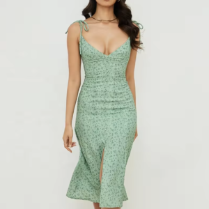 Ivy Floral Tie-Strap Midi Dress