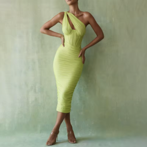 Calista One-Shoulder Corset Midi